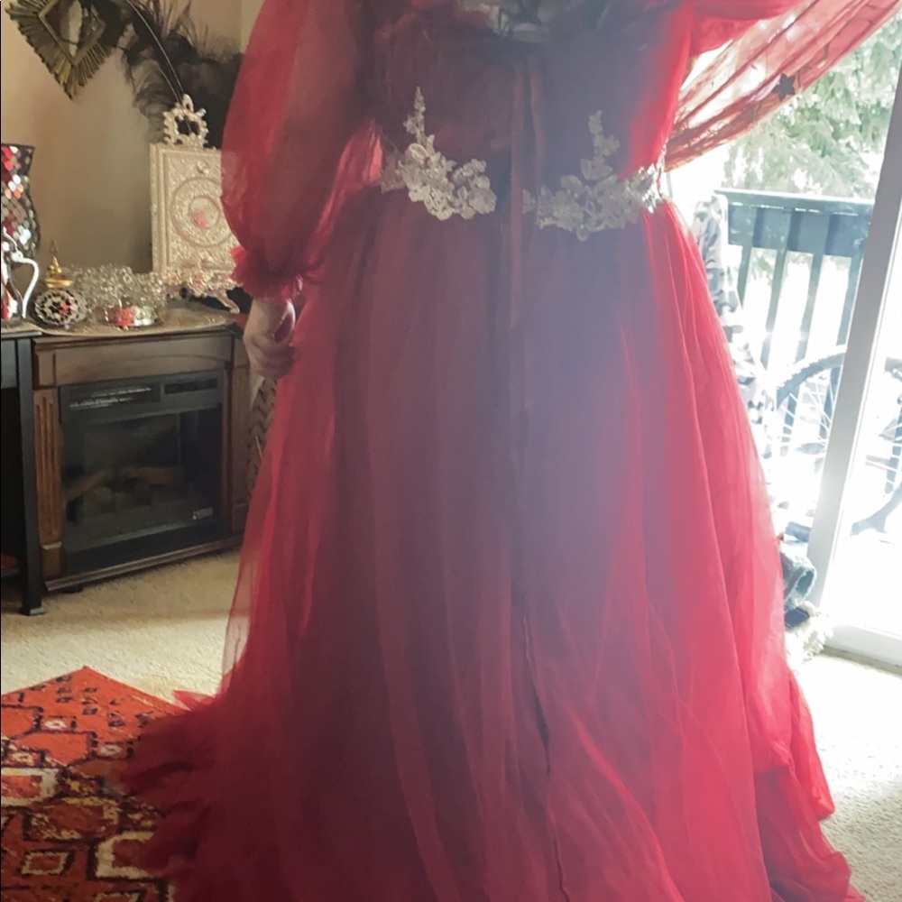 Red prom gown huge with a train! Size xl-xxl - Picture 4 of 6